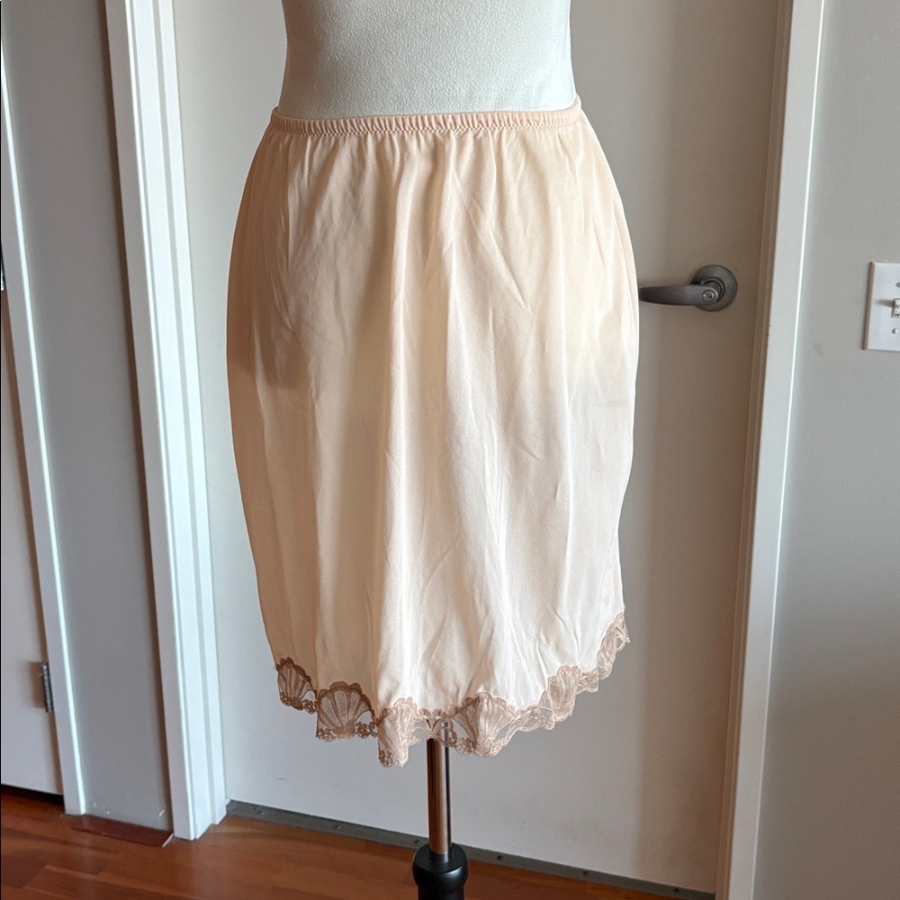 Vintage 1960's Emilio Pucci For Formfit Rogers Ivory Brown Lace Half Slip - Picture 2 of 9
